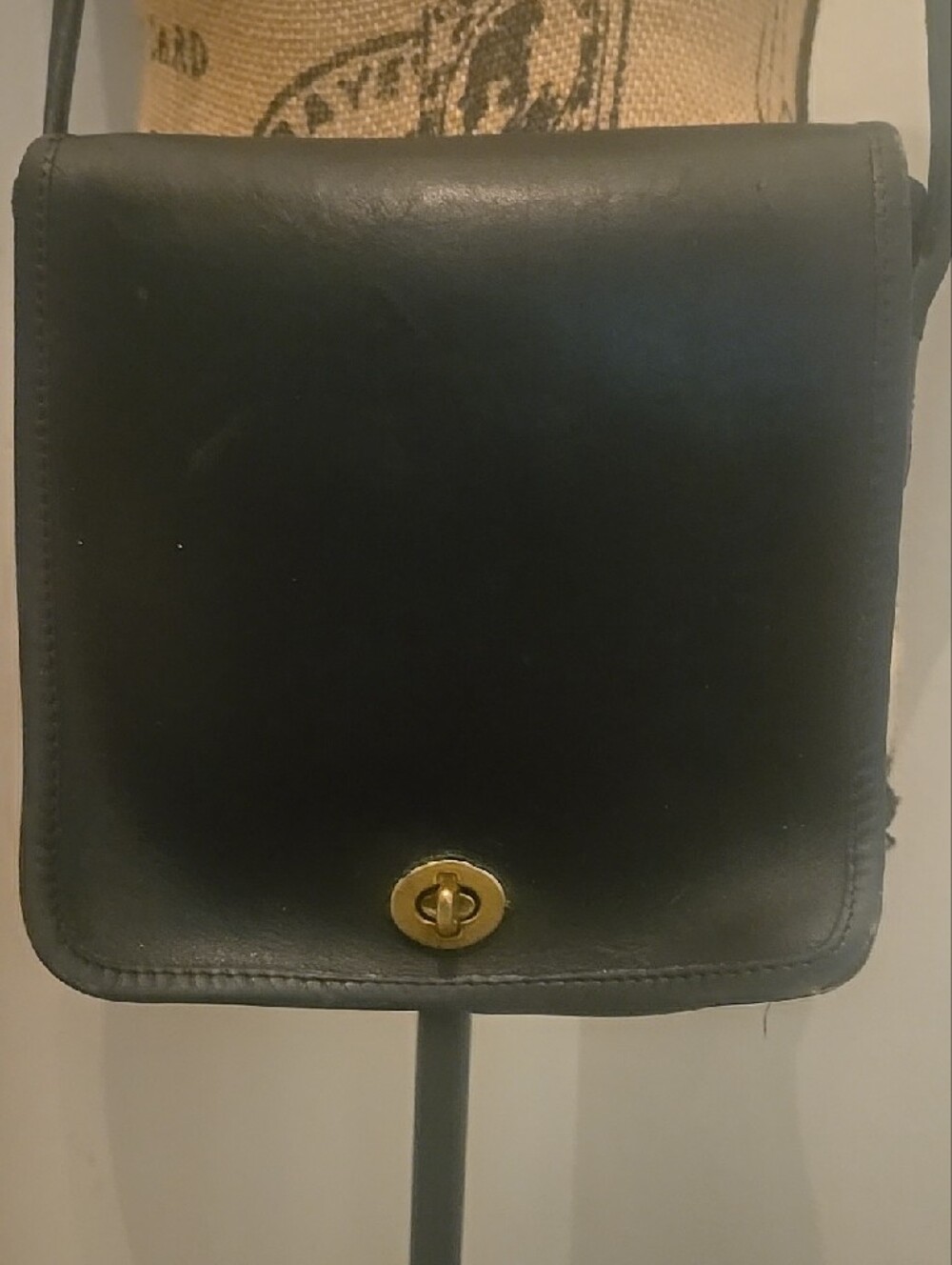 Vintage Coach Classic Black Leather Crossbody Bag